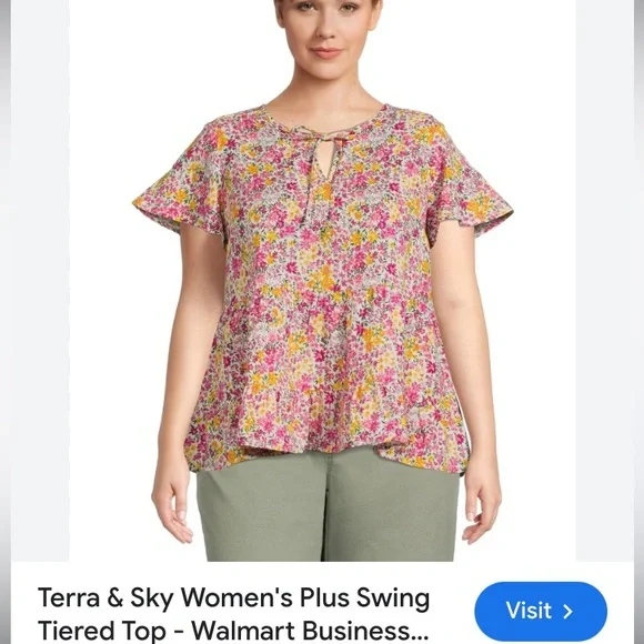 Terra & Sky Flowy Floral top - Picture 6 of 6